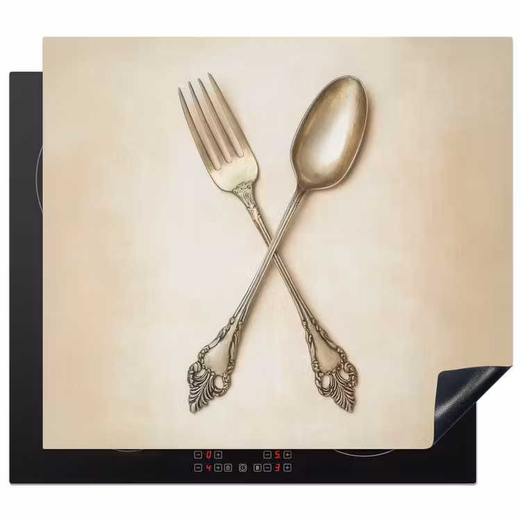 Inductie beschermer - Beige - Vintage - Bestek — 1