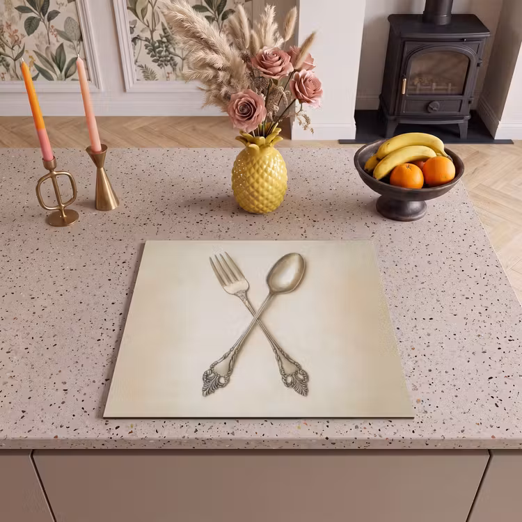 Inductie beschermer - Beige - Vintage - Bestek — 3