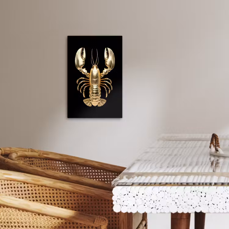 Canvas schilderij - Kreeft - Goud - Textuur - Zwart — 5