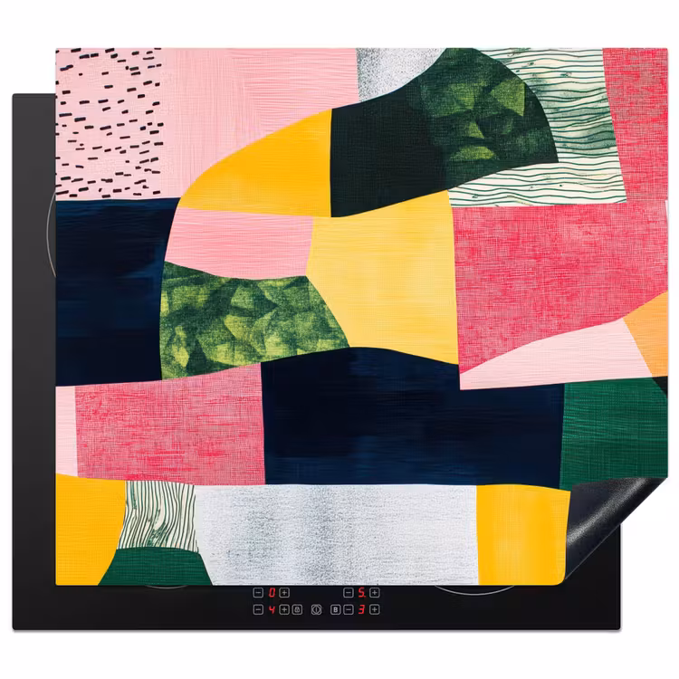 Inductie beschermer - Abstract - Roze - Lappen - Vormen - Geel — 1