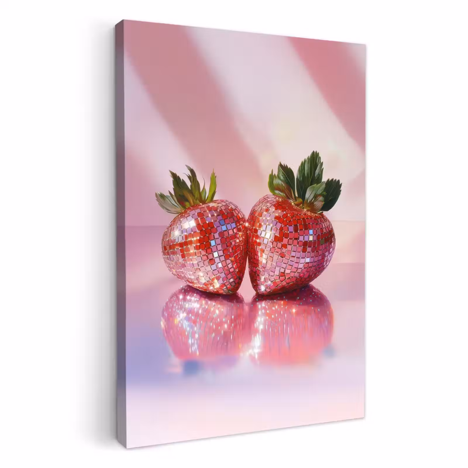 Canvas schilderij - Disco - Fruit - Glitter - Strawberry — 1