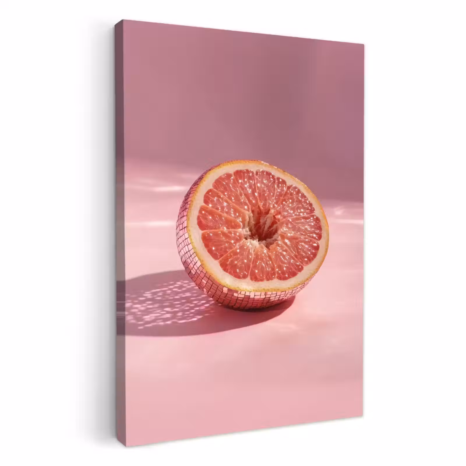 Canvas schilderij - Grapefruit - Roze - Disco - Shiny — 1