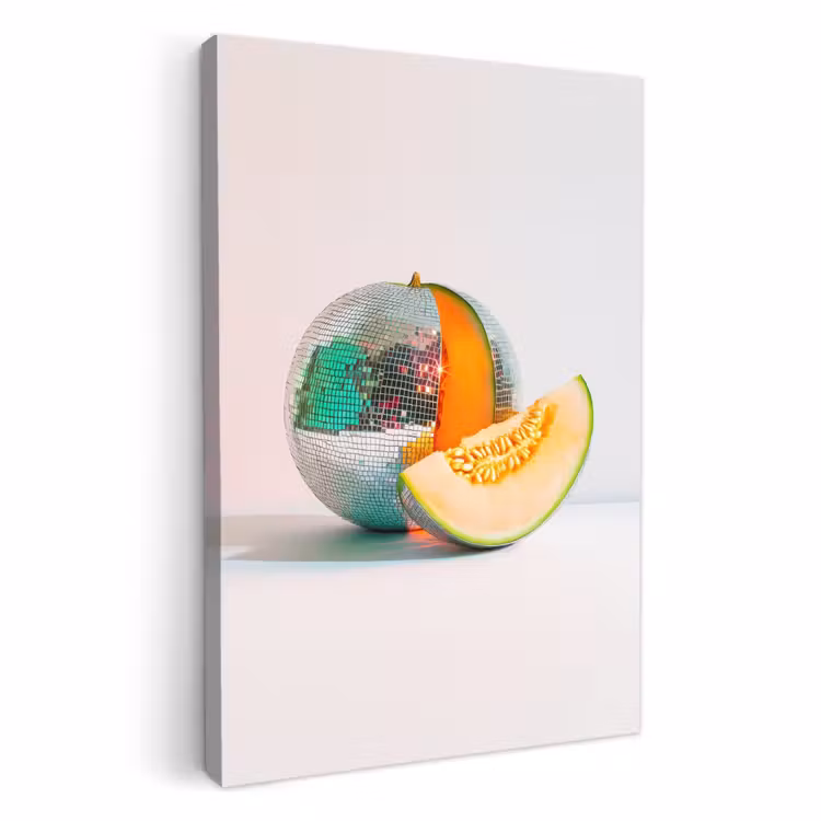 Canvas schilderij - Disco - Discobal - Meloen - Pastel — 4