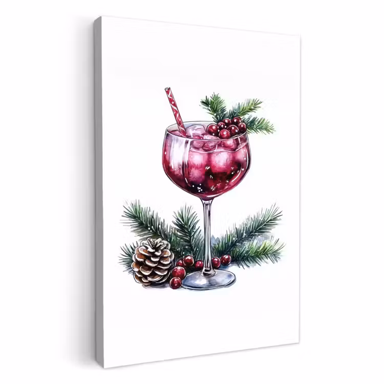 Canvas schilderij - Winter - Cocktail - Decoratie - Drank - Kerst — 1