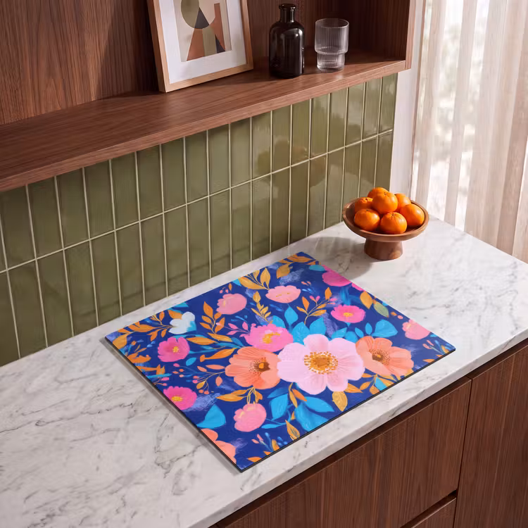Inductie beschermer - Bloemen - Blauw - Roze — 4