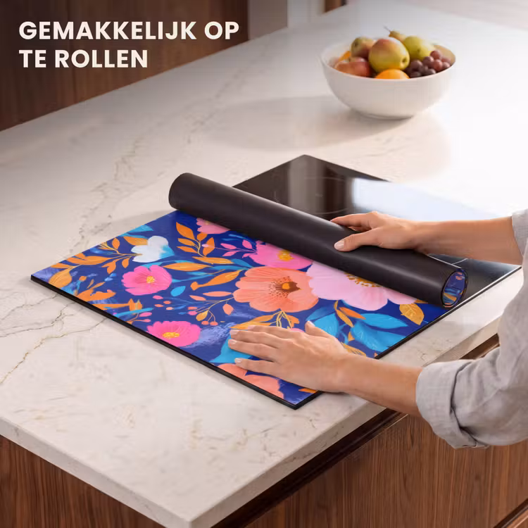 Inductie beschermer - Bloemen - Blauw - Roze — 7