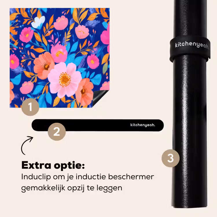 Inductie beschermer - Bloemen - Blauw - Roze — 8