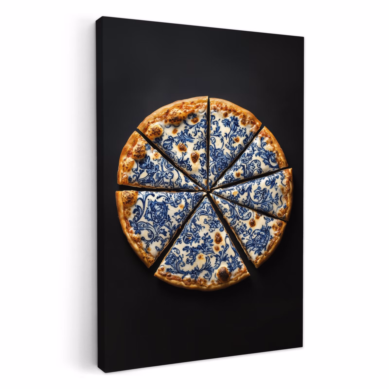 Canvas schilderij - Pizza - Eten - Delftsblauw — 1