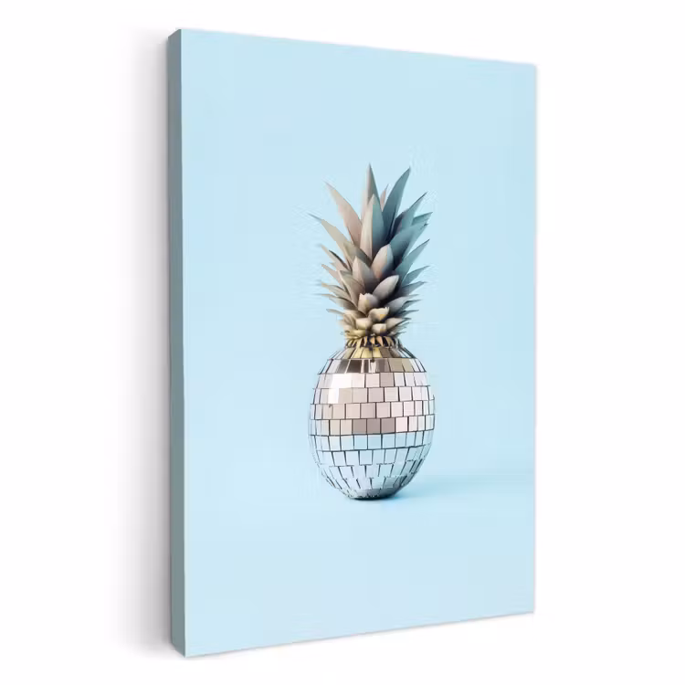 Canvas schilderij - Blauw - Ananas - Disco - Discobal — 1
