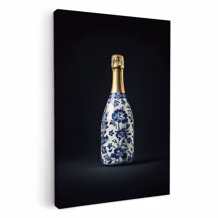 Canvas schilderij - Champagne - Bloemen - Goud - Chique — 1