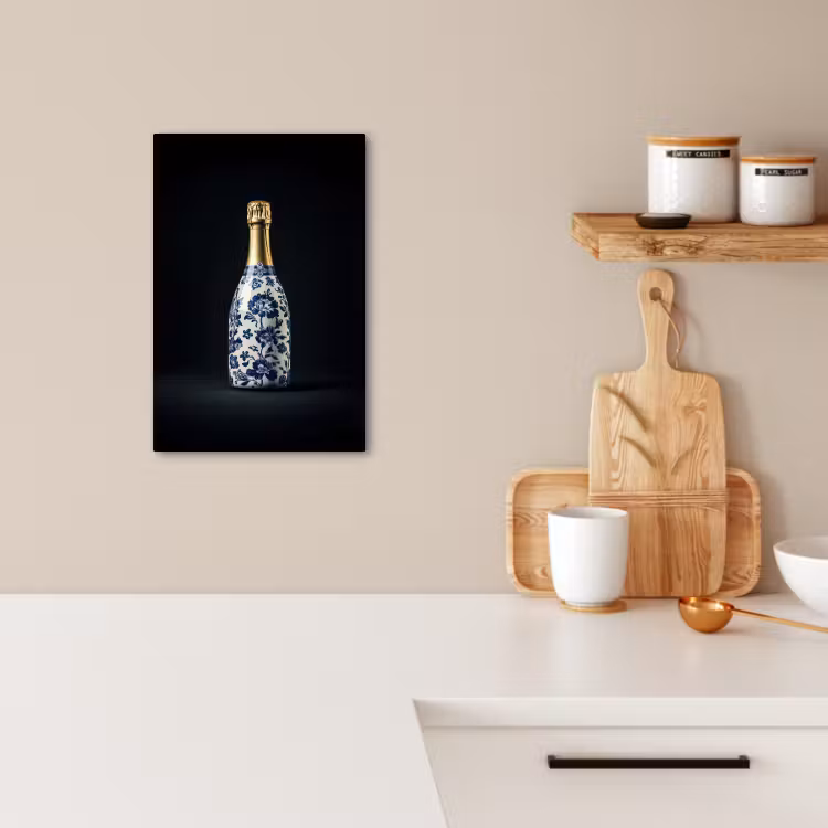 Canvas schilderij - Champagne - Bloemen - Goud - Chique — 3