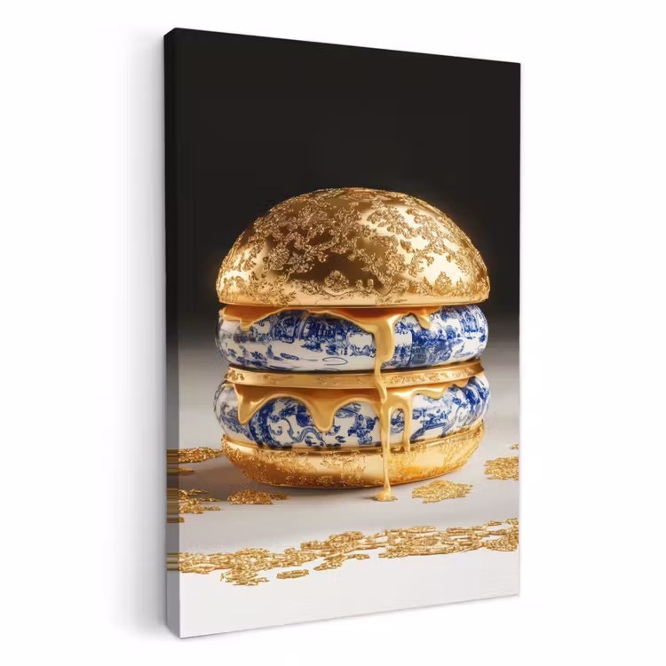 Canvas schilderij - Delftsblauw - Goud - Burger — 1