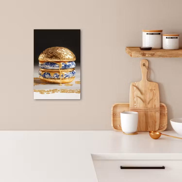 Canvas schilderij - Delftsblauw - Goud - Burger — 3