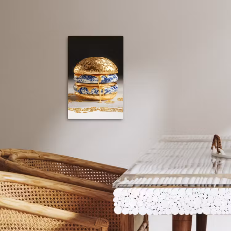 Canvas schilderij - Delftsblauw - Goud - Burger — 4