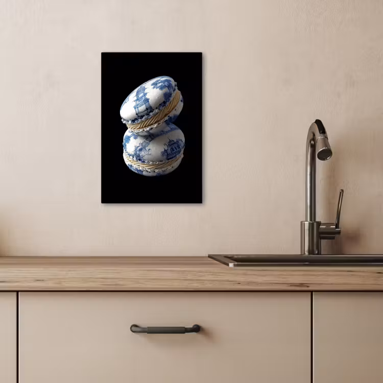 Canvas schilderij - Eten - Macarons - Delfts blauw - Koekjes — 3