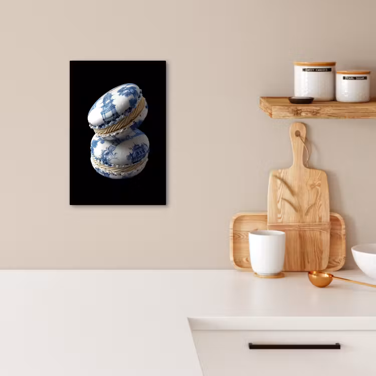 Canvas schilderij - Eten - Macarons - Delfts blauw - Koekjes — 5