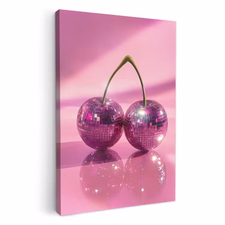 Canvas schilderij - Glitter - Discobol - Roze - Kersen — 1