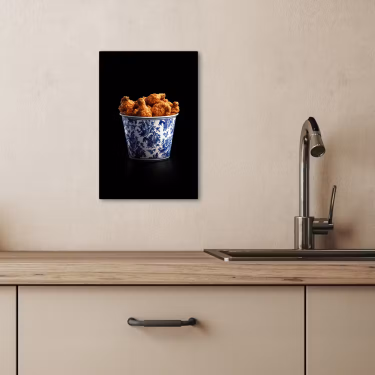 Canvas schilderij - Kip - Bucket - Delfts blauw - Lekker — 5