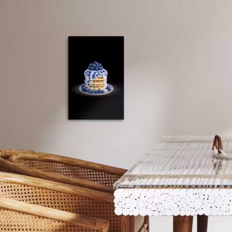 Canvas schilderij - Pannenkoeken - Blauwe Bessen - Bord — 3