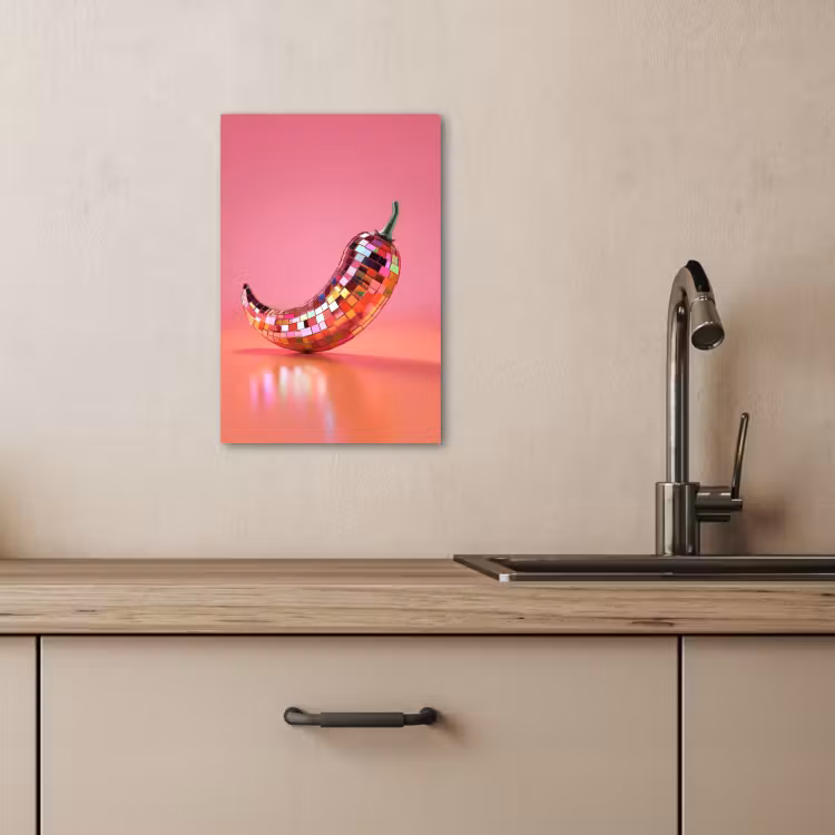 Canvas schilderij - Peper - Disco - Rood - Glitter — 4