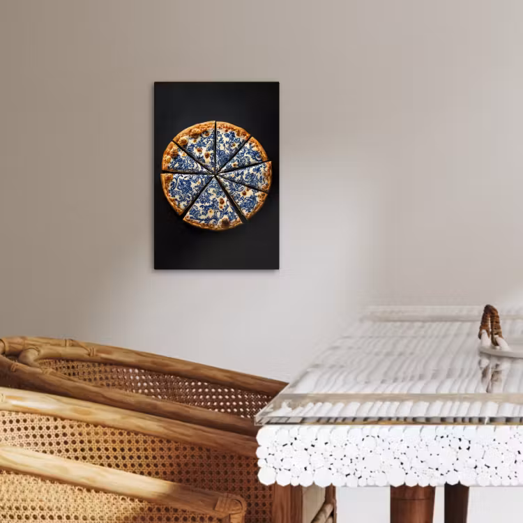Canvas schilderij - Pizza - Eten - Delftsblauw — 3