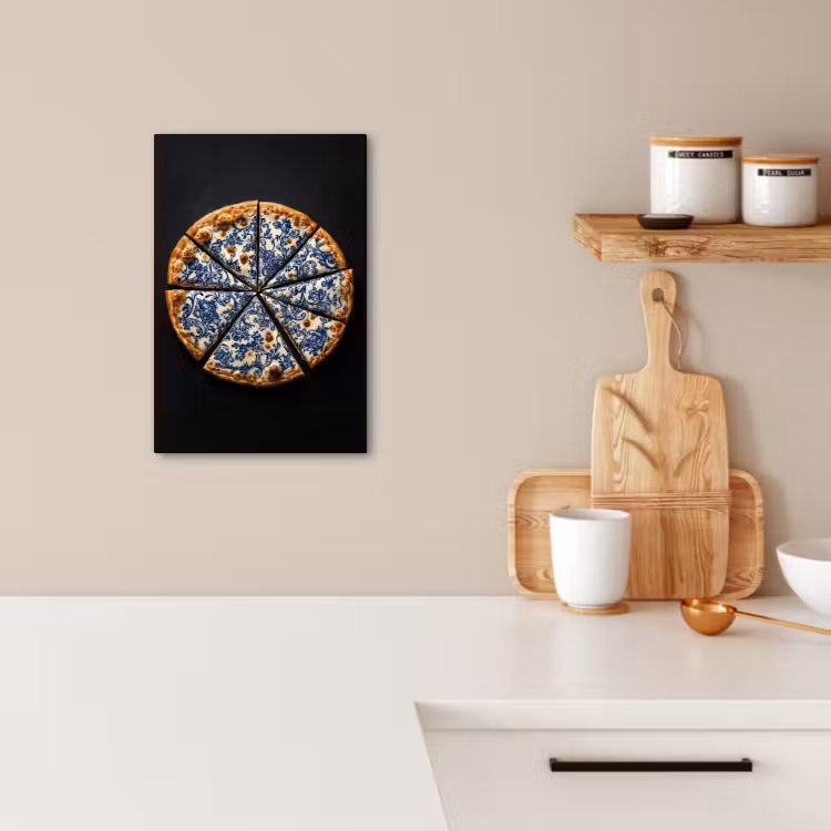 Canvas schilderij - Pizza - Eten - Delftsblauw — 4