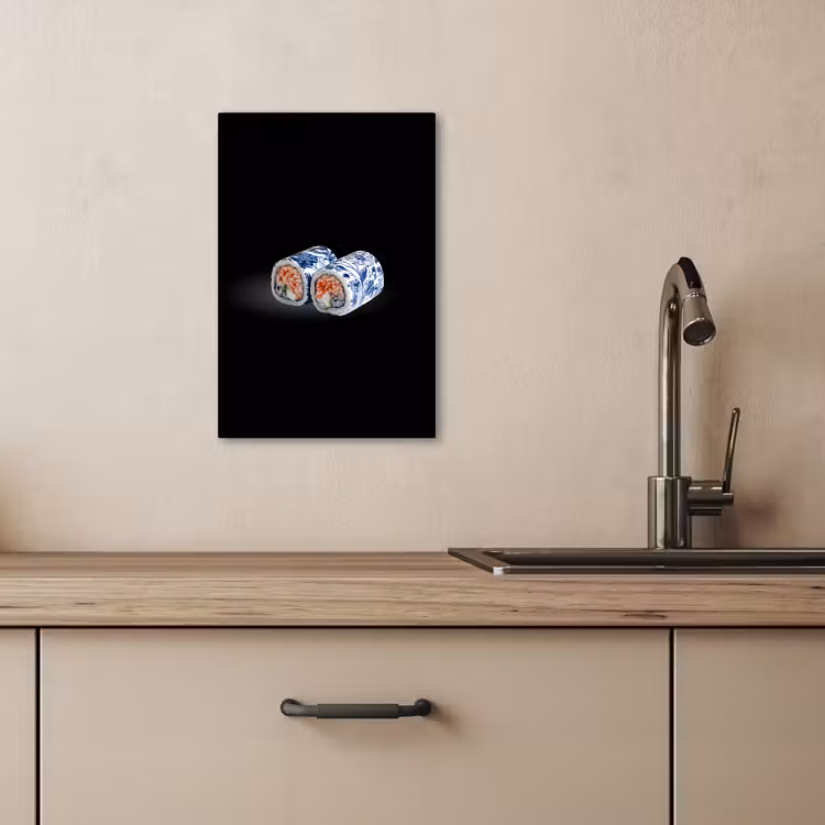 Canvas schilderij - Sushi - Delfts blauw - Rijst - Vis - Elegant — 3
