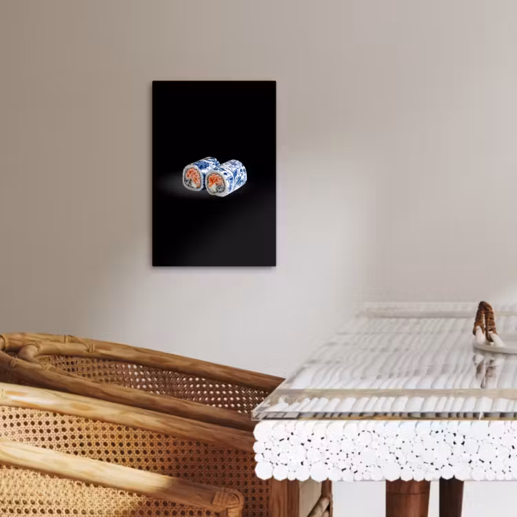 Canvas schilderij - Sushi - Delfts blauw - Rijst - Vis - Elegant — 5
