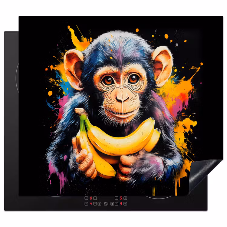 Inductie beschermer - Aap - Graffiti - Kleurrijk - Bananen - Modern — 1