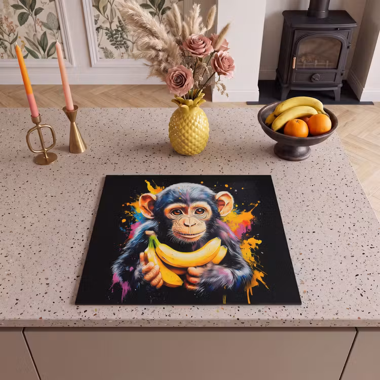 Inductie beschermer - Aap - Graffiti - Kleurrijk - Bananen - Modern — 3