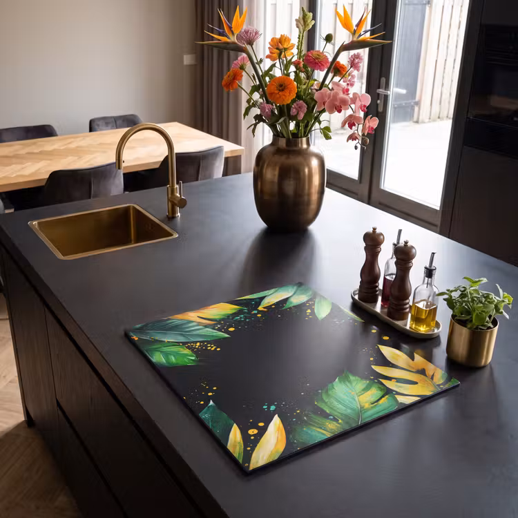 Inductie beschermer - Bladeren - Groen - Geel - Verf - Jungle — 2