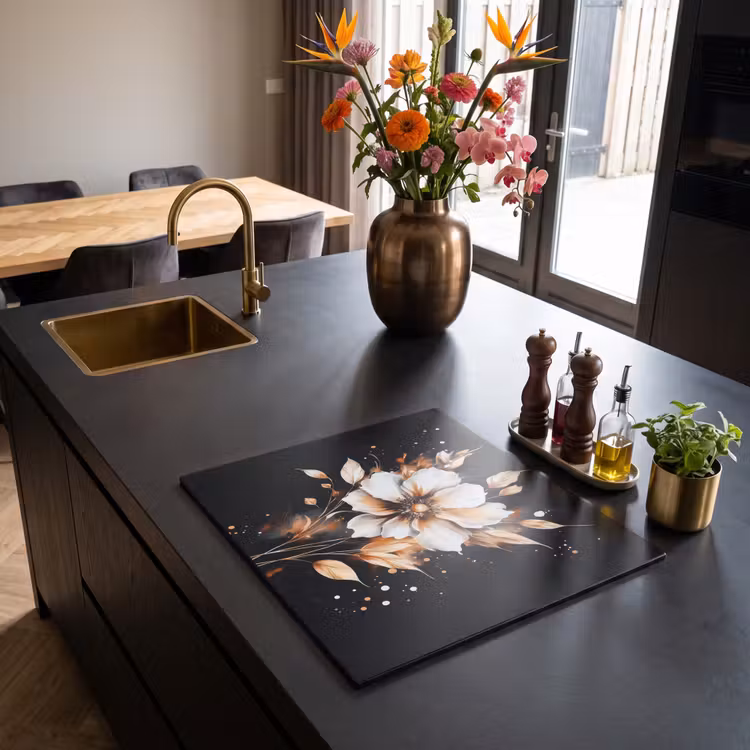 Inductie beschermer - Bloem - Verf - Goud - Graffiti - Modern — 2