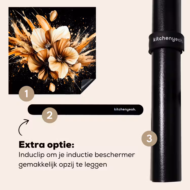 Inductie beschermer - Bloemen - Goud - Graffiti - Zwart - Abstract — 8