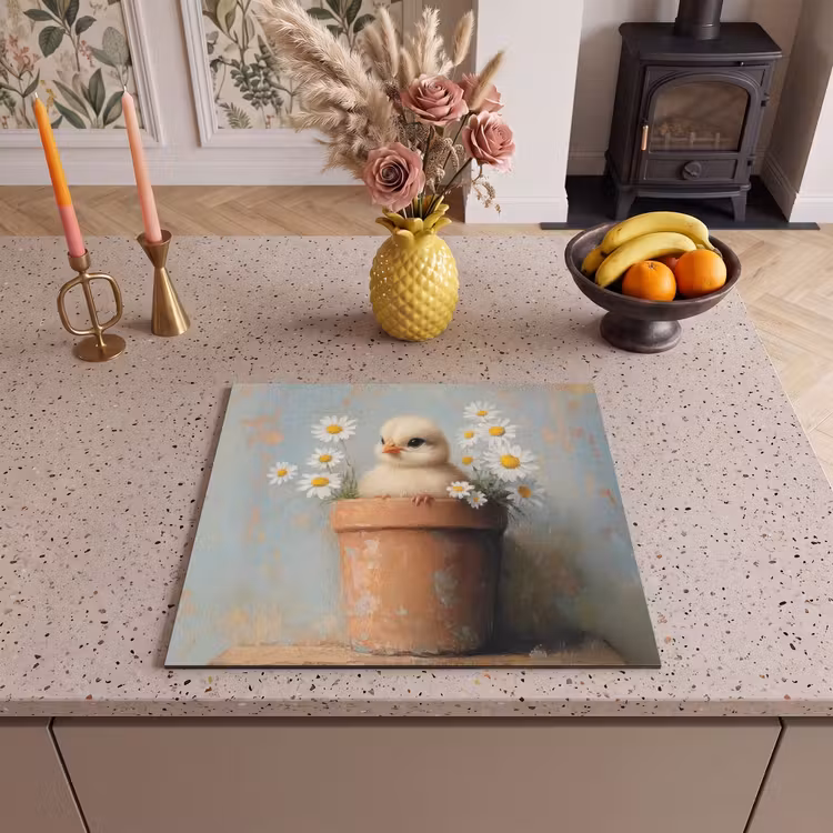 Inductie beschermer - Bloempot - Kuiken - Bloemetjes — 3