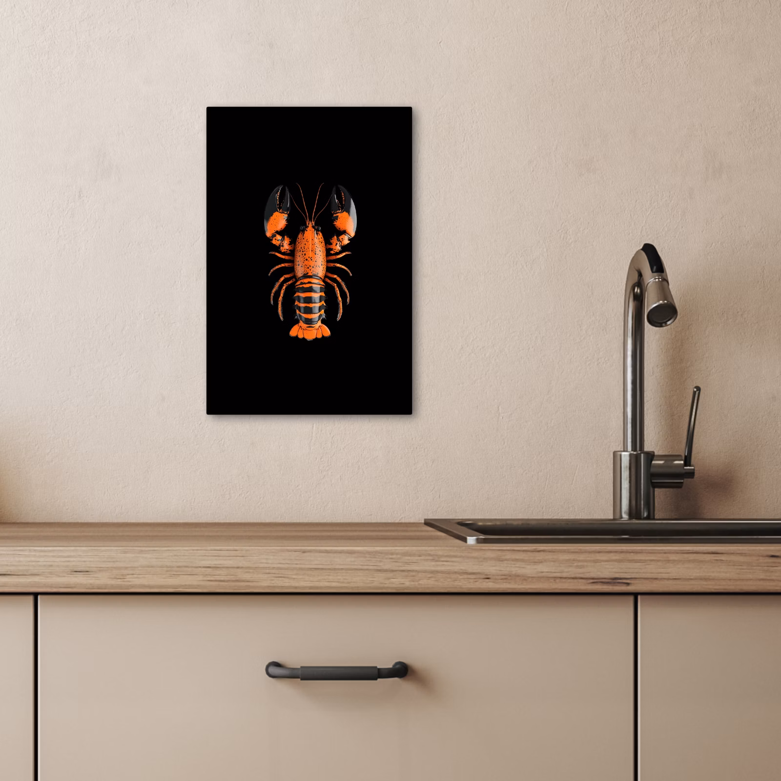 Canvas schilderij - Kreeft - Oranje - Zwart - Modern — 1