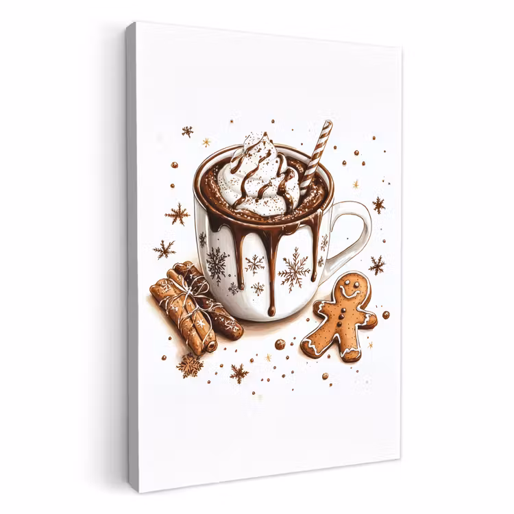 Canvas schilderij - Chocomel - Decoratie - Koek - Winter - Kerst — 2