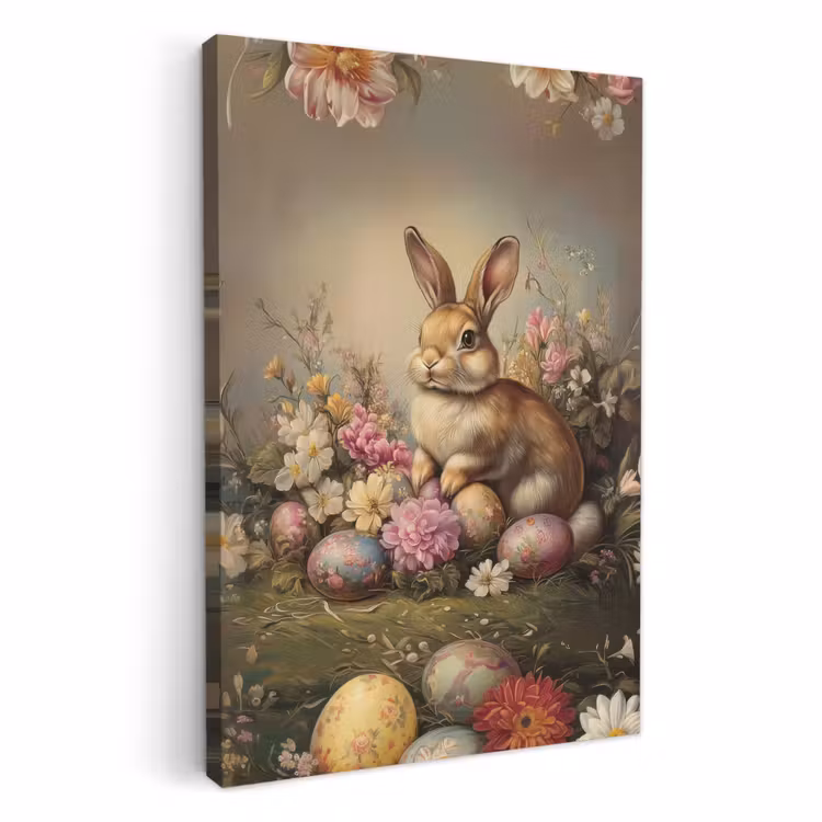Canvas schilderij - Haas - Stilleven - Bloemen — 1