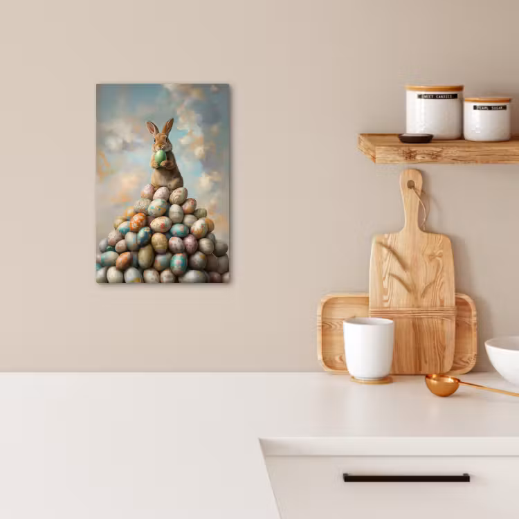 Canvas schilderij - Konijn - Eieren - Kleurrijk — 3