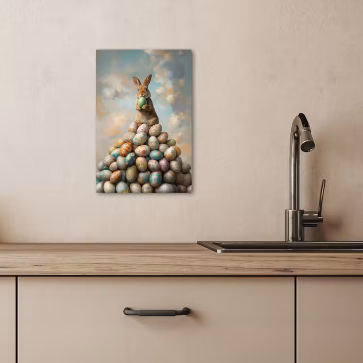 Canvas schilderij - Konijn - Eieren - Kleurrijk — 4