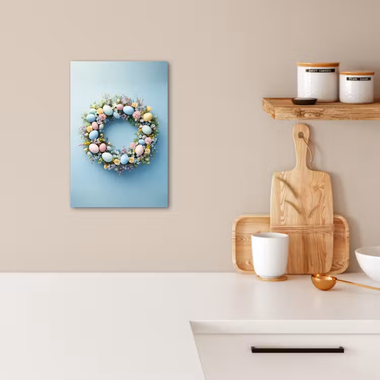 Canvas schilderij - Krans - Eieren - Bloemen — 3