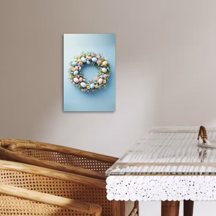 Canvas schilderij - Krans - Eieren - Bloemen — 4