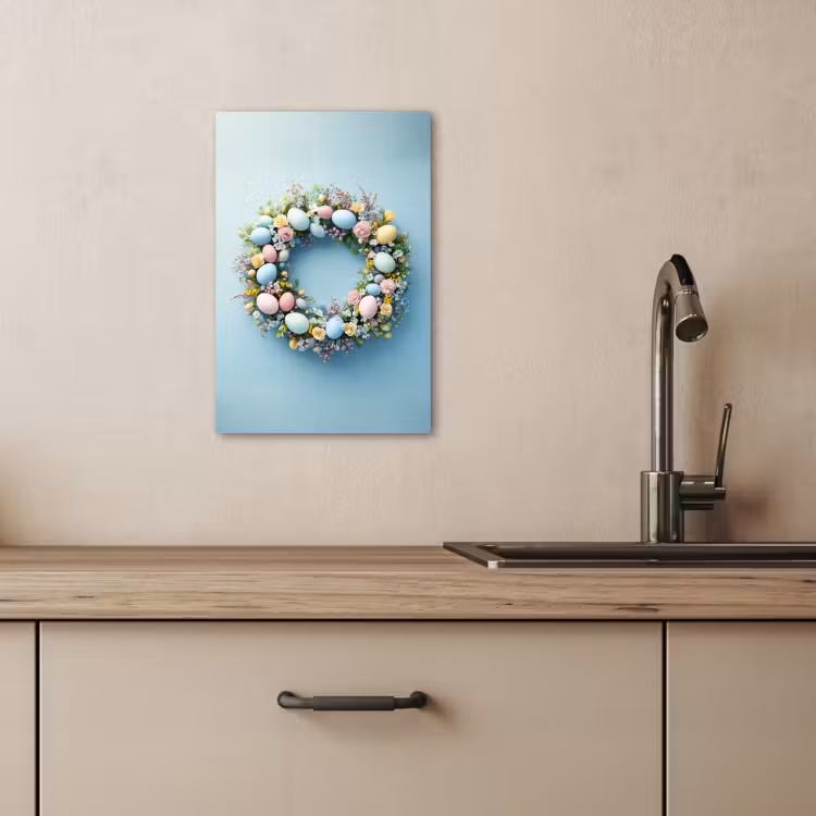 Canvas schilderij - Krans - Eieren - Bloemen — 5