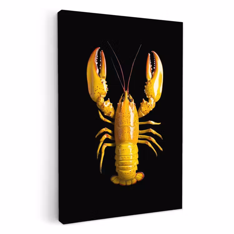 Canvas schilderij - Kreeft - Geel - Stippen - Effen — 1