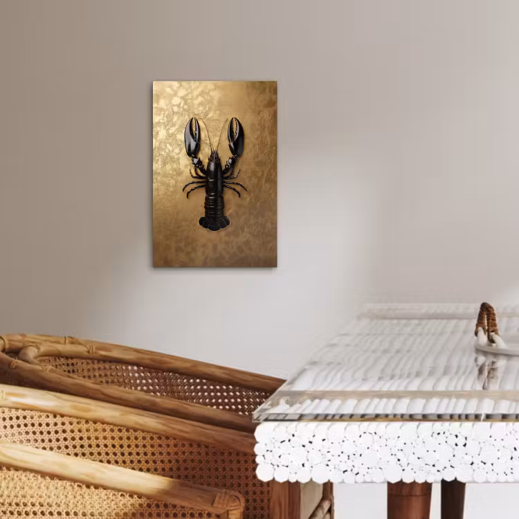 Canvas schilderij - Kreeft - Zwart - Goud - Luxe — 3