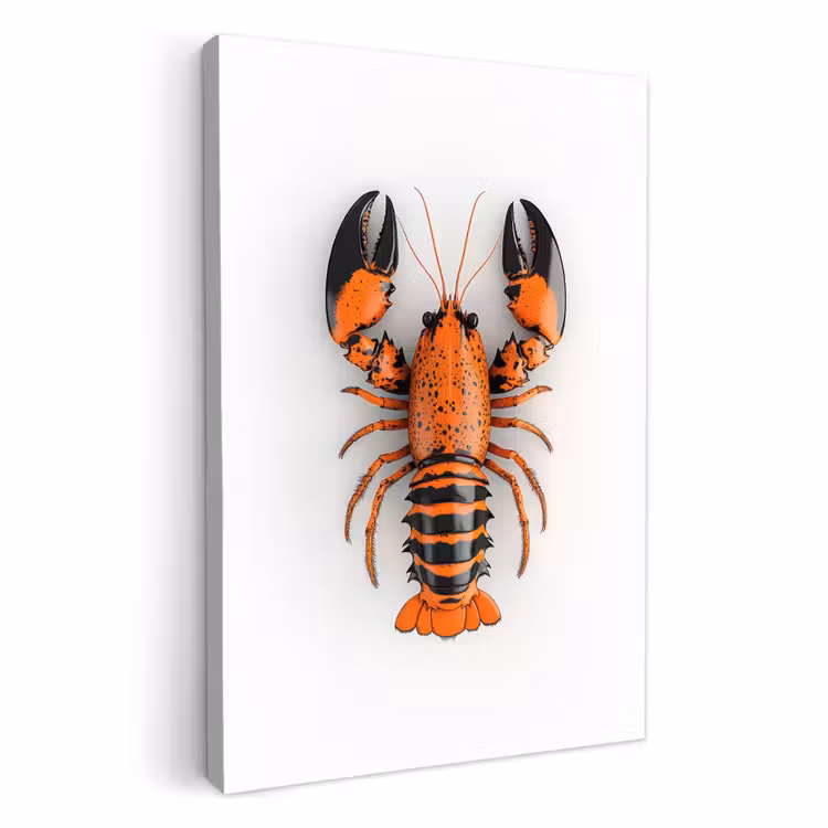 Canvas schilderij - Kreeft - Zwart - Oranje - Wit - Uniek — 1