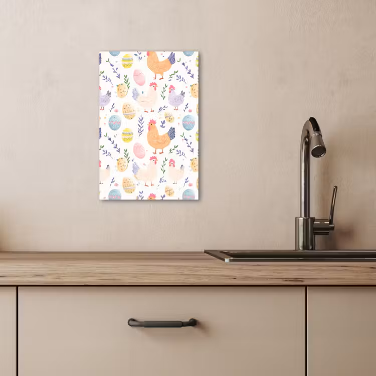 Canvas schilderij - Patroon - Kip - Paaseieren — 4