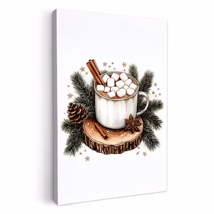 Canvas schilderij - Winter - Hout - Chocolademelk - Drink - Kerst — 2
