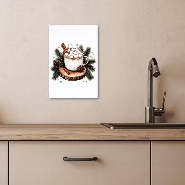 Canvas schilderij - Winter - Hout - Chocolademelk - Drink - Kerst — 3