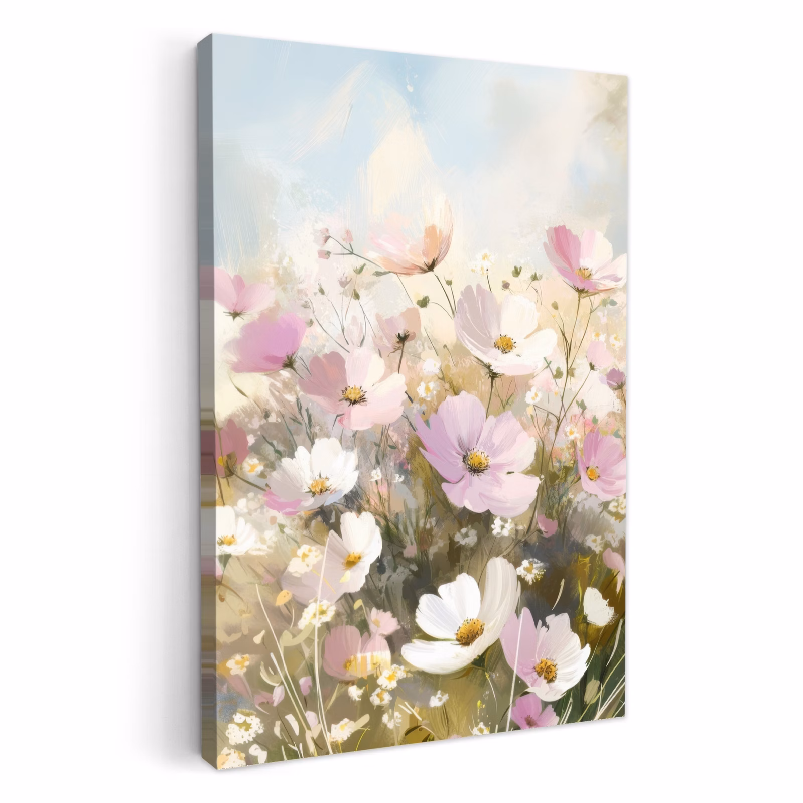 Canvas schilderij - Bloemenveld - Lichte tinten - Geschilderd — 1