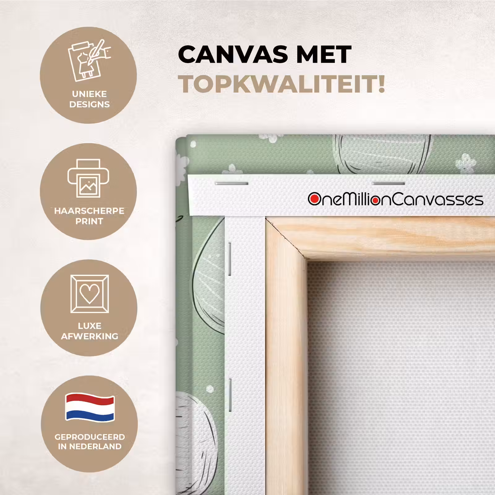 Canvas schilderij - Groen - Eieren - Patroon — 1